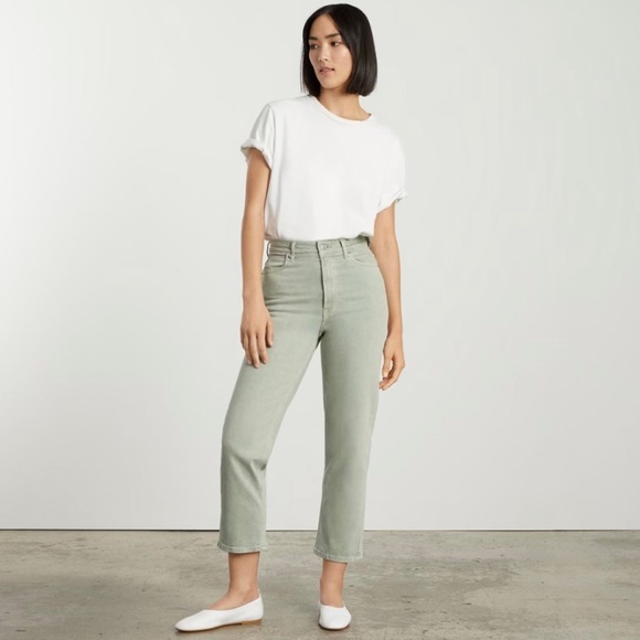 Everlane Denim - Everlane The Way High Olive Green Organic Cotton